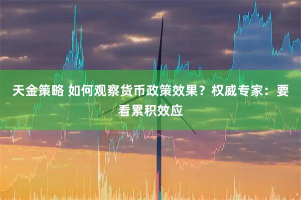天金策略 如何观察货币政策效果？权威专家：要看累积效应