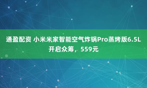通盈配资 小米米家智能空气炸锅Pro蒸烤版6.5L开启众筹，559元