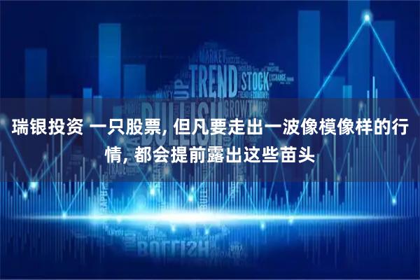 瑞银投资 一只股票, 但凡要走出一波像模像样的行情, 都会提前露出这些苗头